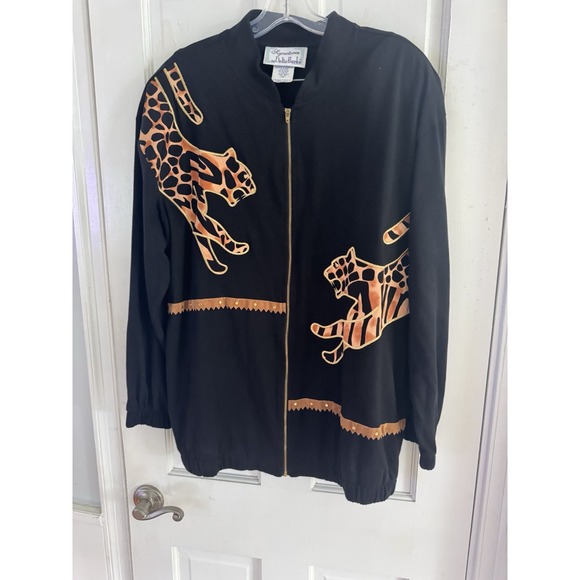 💙Delta Burke Jacket L Tiger‎ Animal Print Zip Front Lightweight Classic Style - Picture 2 of 7